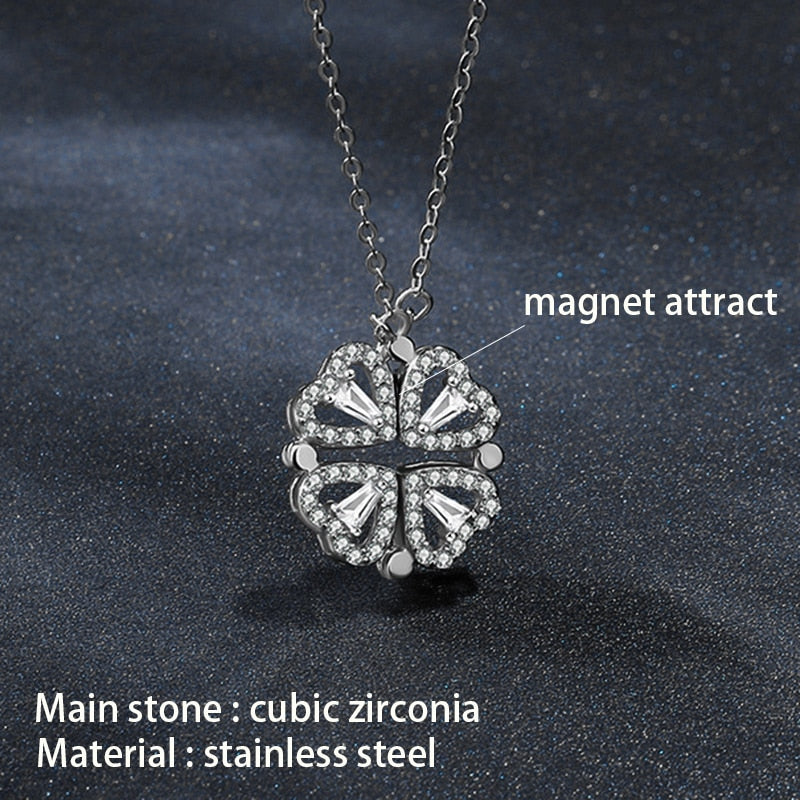 Trendy Flower Magnetic Attract Together Pendant Necklace - MERGE.DAY.1.FREESTYLE