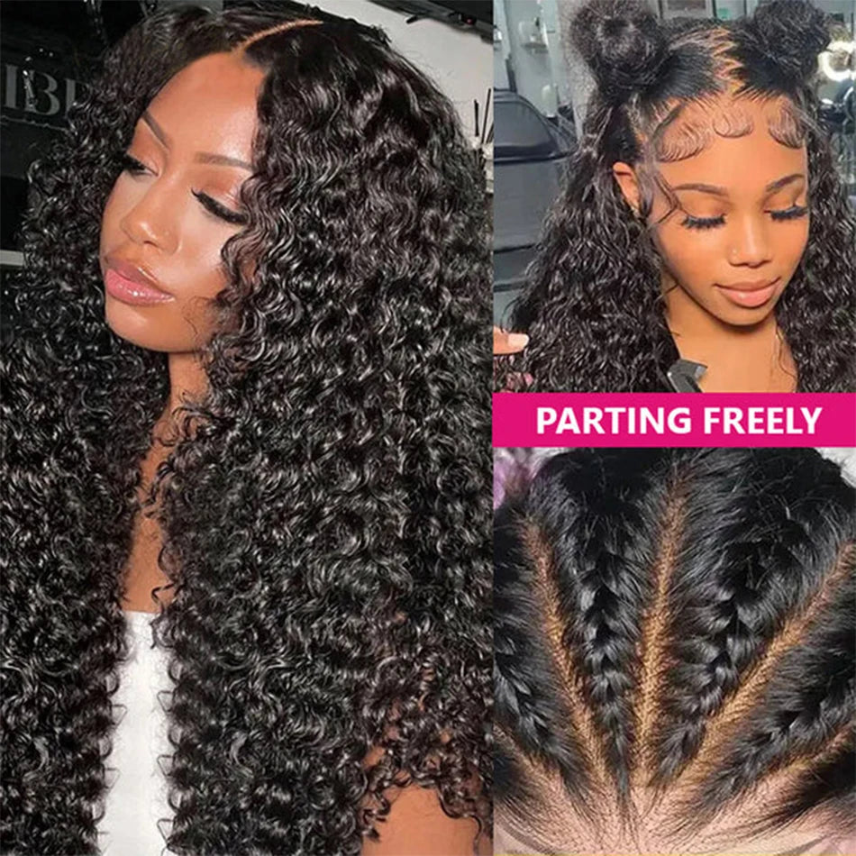 Malaysian Water Wave Wigs 13x6 HD Transparent Lace Front Human Hair Wigs Wear and Go Glueless Lace Frontal Wigs Deep Curly Wigs - MERGE.DAY.1.FREESTYLE