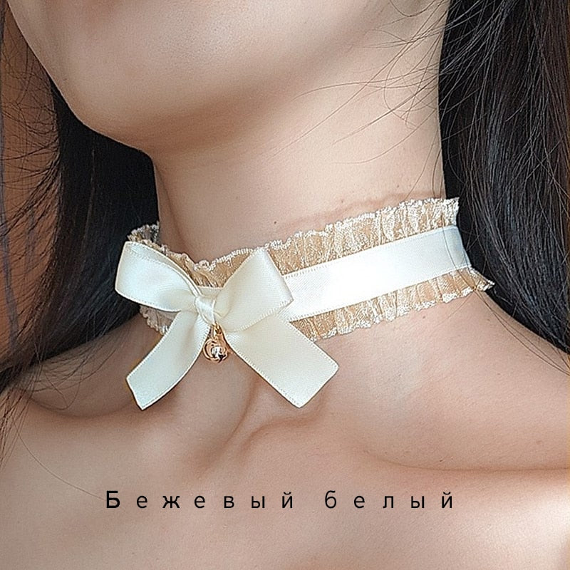 Bowknot Dark Girl Black Lace Choker Necklace Harajuku Punk Gothic Loli Cute Collar - MERGE.DAY.1.FREESTYLE