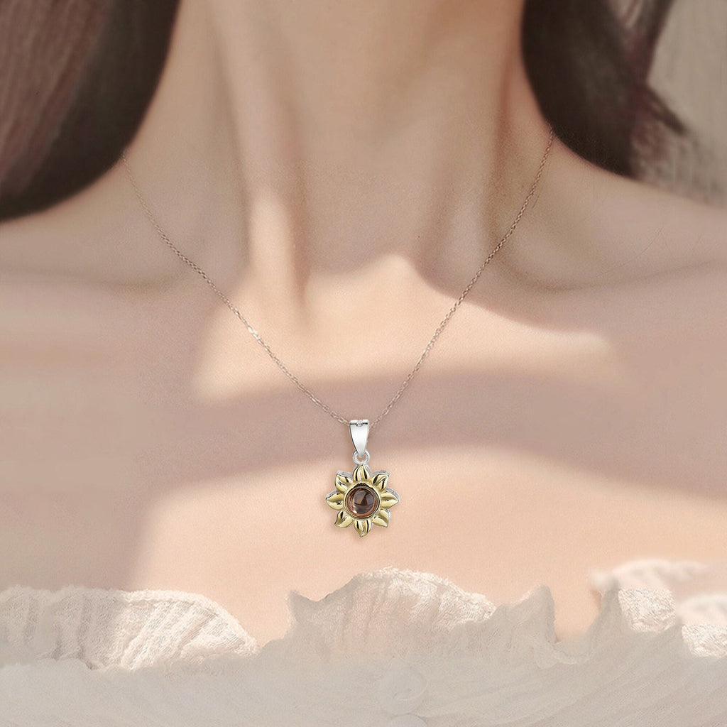 Custom SunFlower Projection Necklace Personalized Lover Keepsake Jewelry - MERGE.DAY.1.FREESTYLE