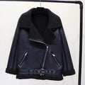 Faux Lamb Leather Jacket Pu Moto Zipper Jacket Warm Thick Outerwear - MERGE.DAY.1.FREESTYLE