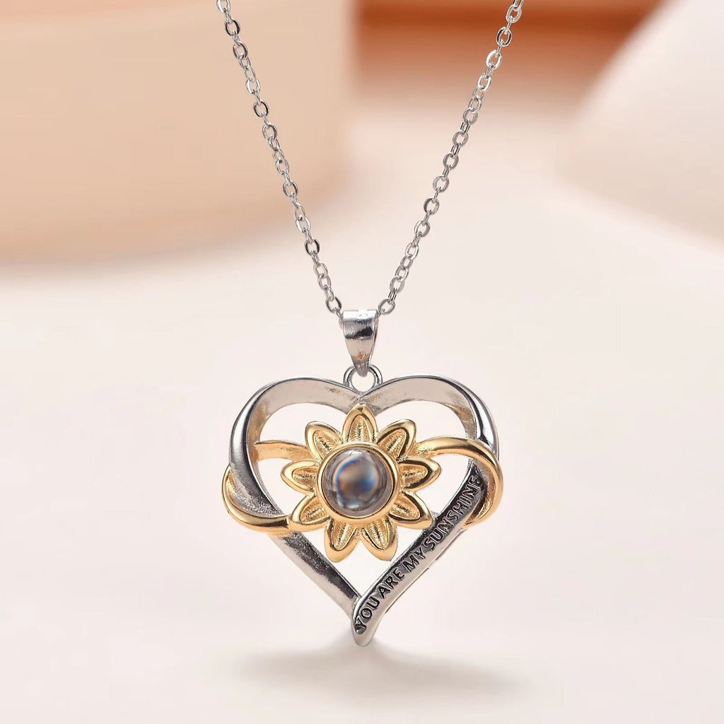 Customized photo of sunflower love Projection Necklace 100 Languages Pendant Jewelry - MERGE.DAY.1.FREESTYLE
