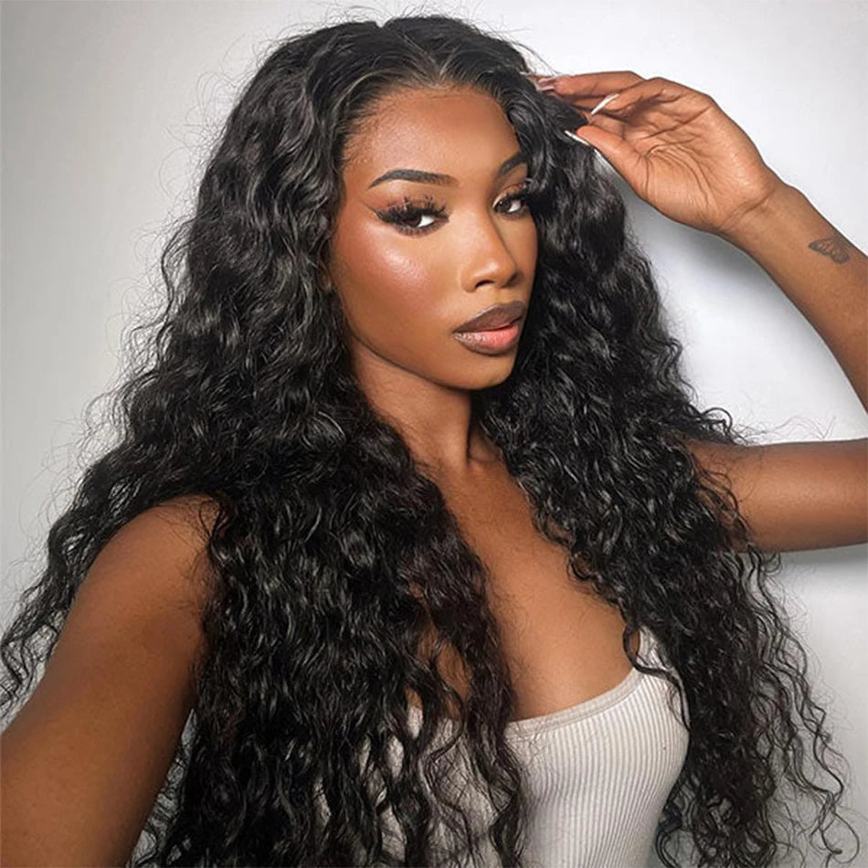 Malaysian Water Wave Wigs 13x6 HD Transparent Lace Front Human Hair Wigs Wear and Go Glueless Lace Frontal Wigs Deep Curly Wigs - MERGE.DAY.1.FREESTYLE