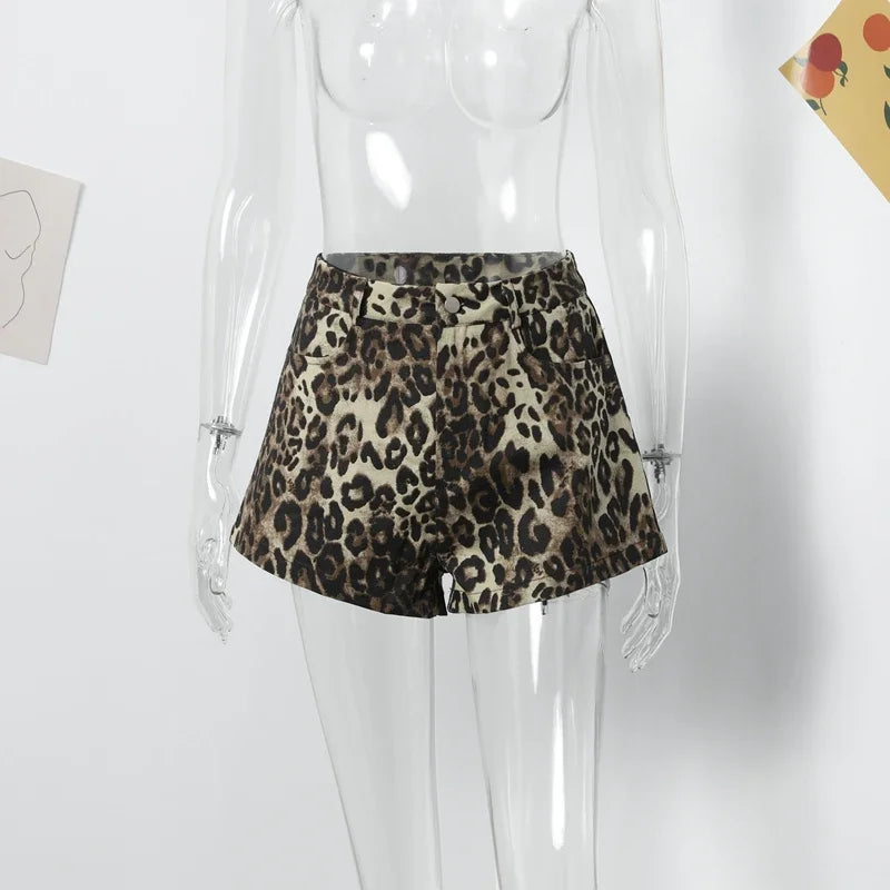 Leopard Print Shorts Women Denim Short Pants - MERGE.DAY.1.FREESTYLE