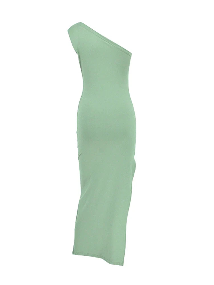 Solid Sleeveless Backless Slim Dress Female Off Shoulder Club Elegant Party Dress - MERGE.DAY.1.FREESTYLE