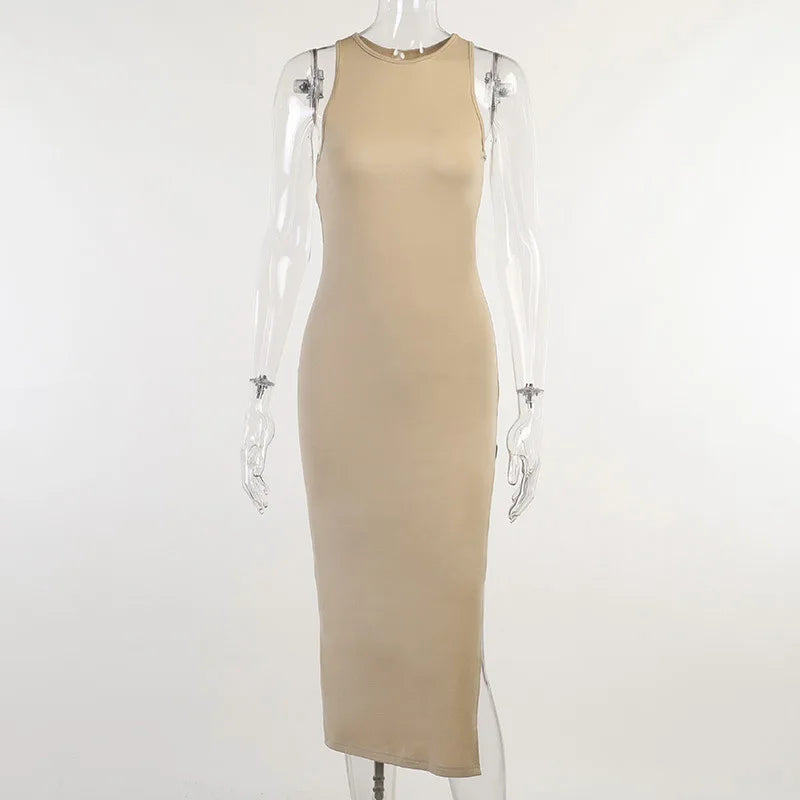Y2K solid Sexy slit Club Party Night Wrap Bodycon Dress - MERGE.DAY.1.FREESTYLE