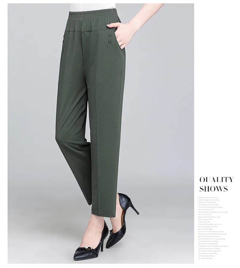 Spring Summer Pants Thin Elastic Waist Loose Cotton - MERGE.DAY.1.FREESTYLE