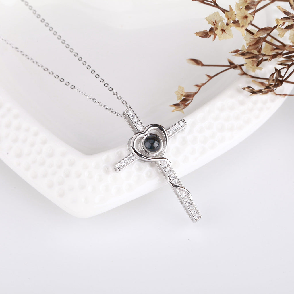 Personalized Name Custom Photo Cross Projection Necklace 925 Silver Necklace - MERGE.DAY.1.FREESTYLE