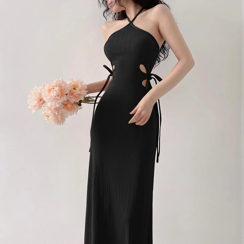 Knitted Long Sleeve Slim Mini Fairycore Slash Neck Dress - MERGE.DAY.1.FREESTYLE