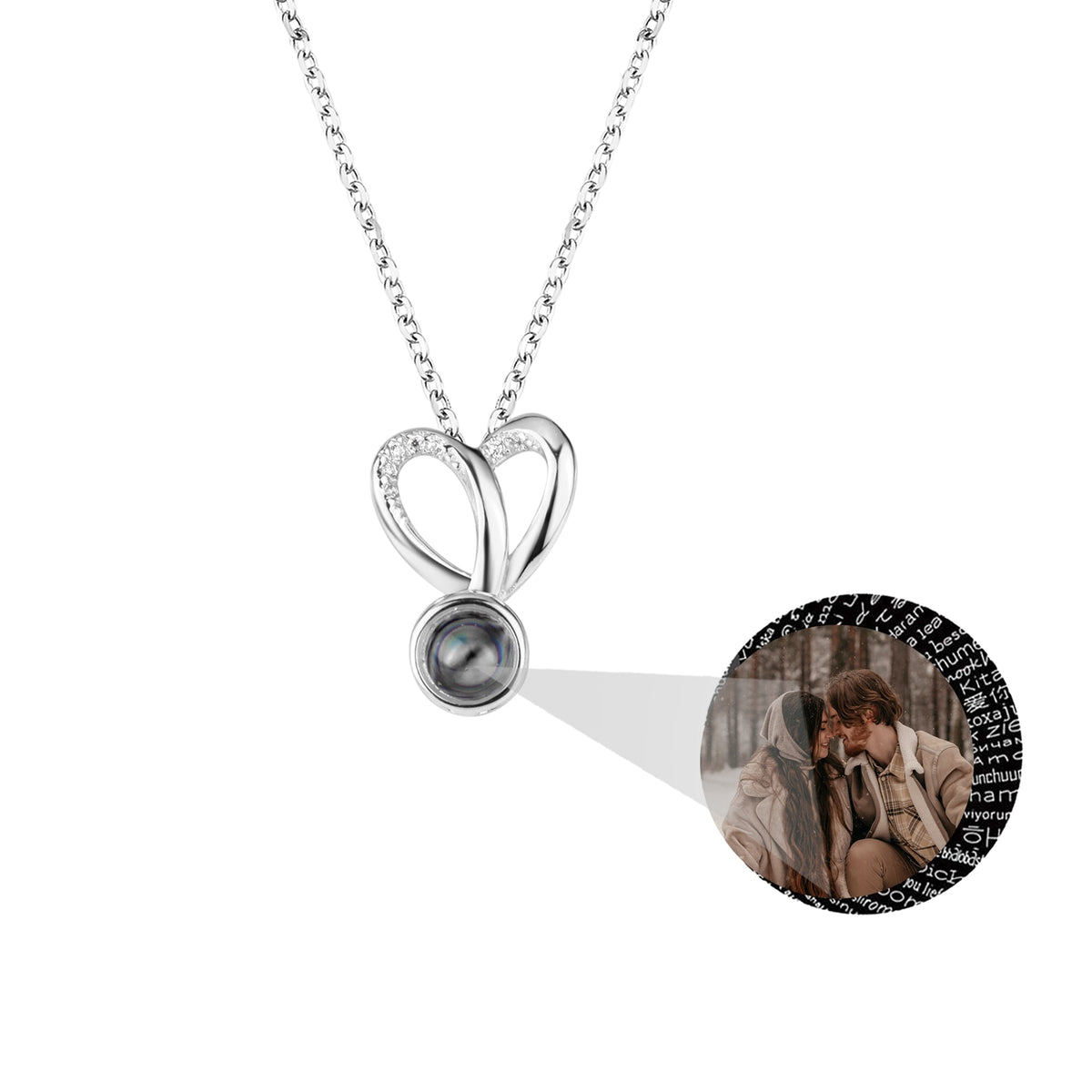 Personalized Photo Projection Necklace Sweet Crystal Rabbit Ears Pendant Necklaces - MERGE.DAY.1.FREESTYLE