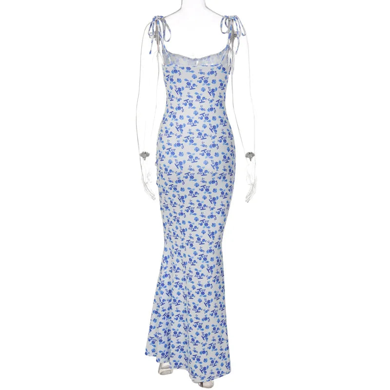 Elegant Floral Beach Vacation Bodycon Streetwear Long Dress - MERGE.DAY.1.FREESTYLE