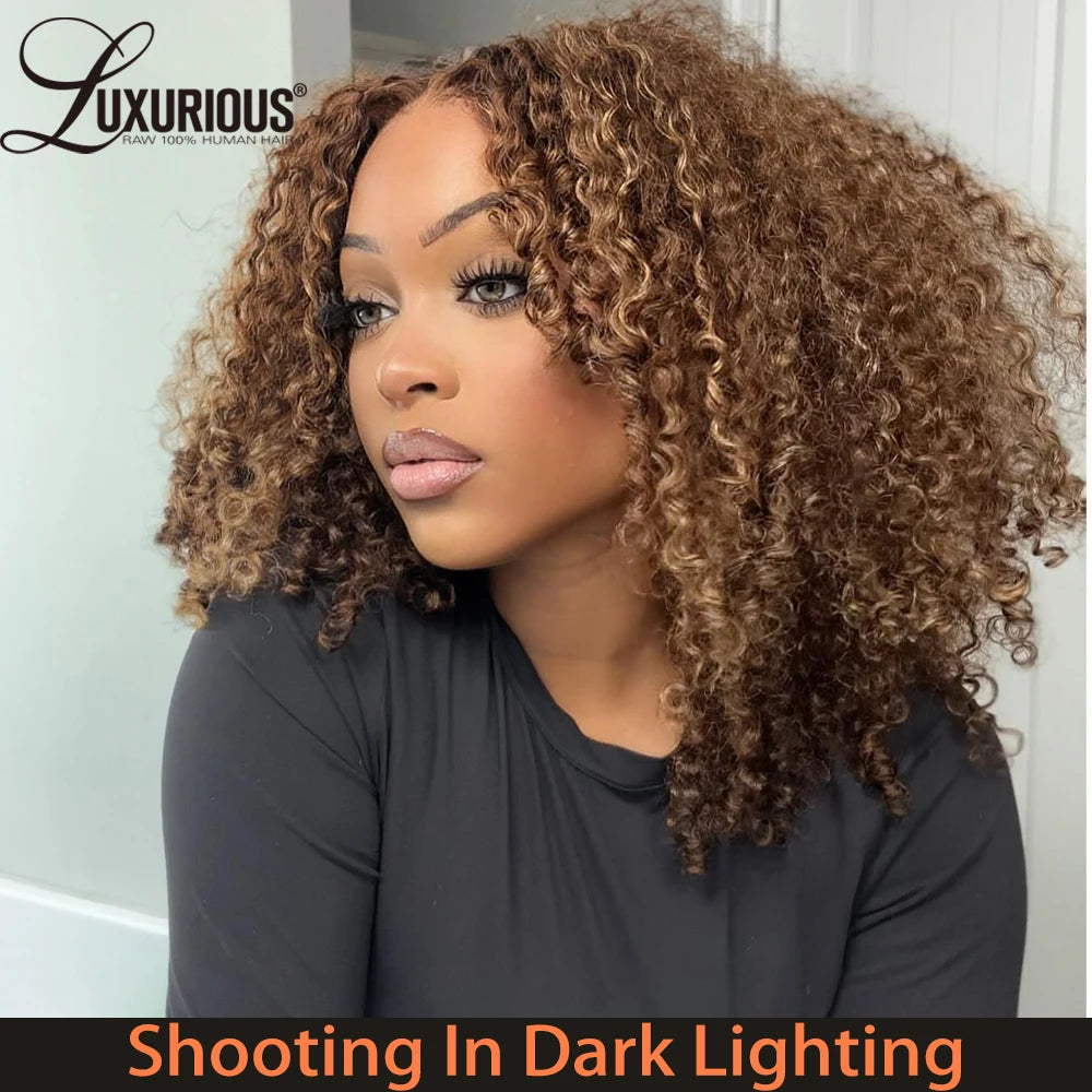 Highlight Ombre Honey Blonde Human Hair Wigs For Women 13x4 Curly Lace Front Wig Human Hair Burmese Curly Wig Brazilian 250% - MERGE.DAY.1.FREESTYLE