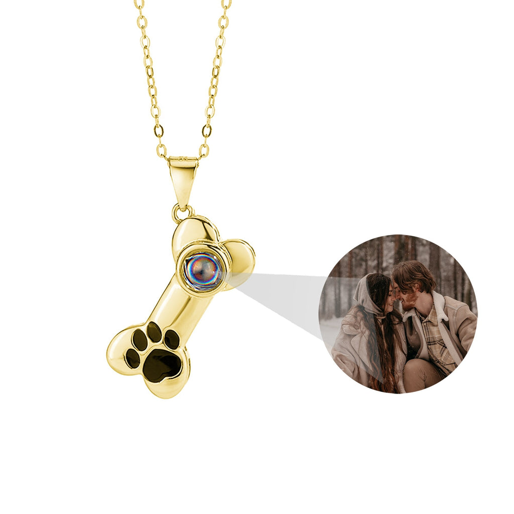 Customizable Photo Dog Bone Necklace Silver Shiny Dog Bone Chain Necklace - MERGE.DAY.1.FREESTYLE