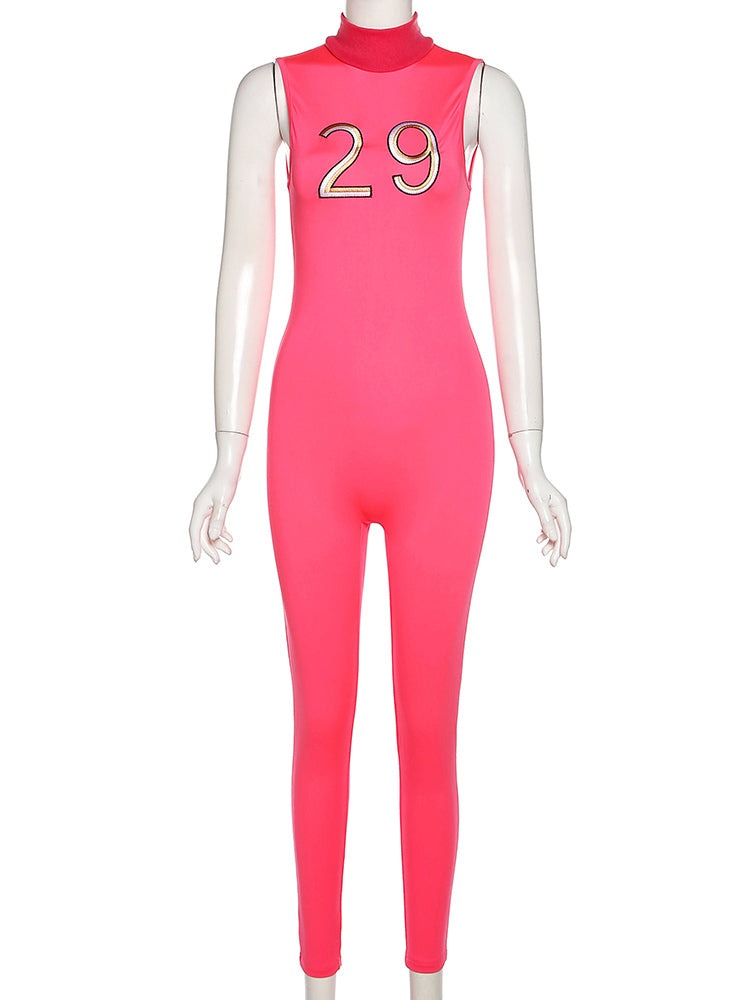 Women Tracksuit Slim Elastic High Print Figure Zipper Jumpsuit Y2K Sports - MERGE.DAY.1.FREESTYLE