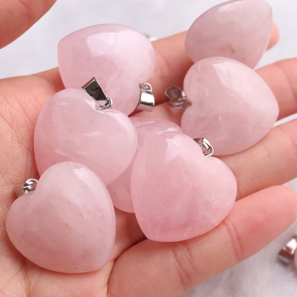rose quartz pendant Heart Necklace - MERGE.DAY.1.FREESTYLE
