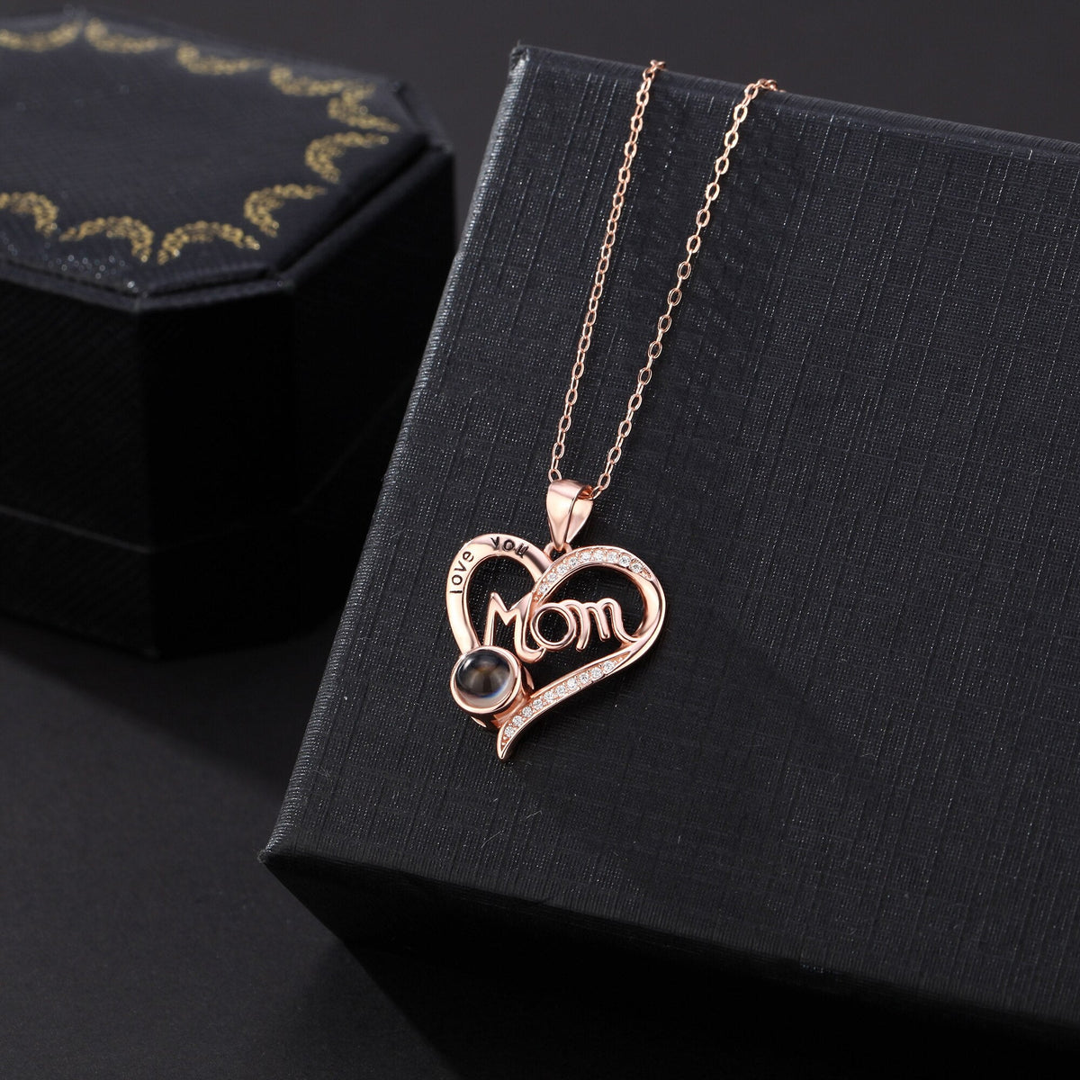 Love projection necklace with customizable photos Pendant Memorial Gift Anniversary gift - MERGE.DAY.1.FREESTYLE