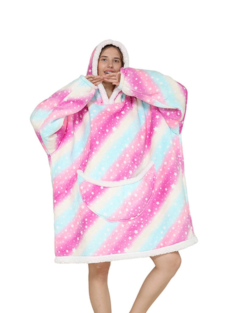 Printed Wearable Blanket Hoodie Fleece Warm Kids Sleepwear Hoody Sweatshirt - MERGE.DAY.1.FREESTYLE