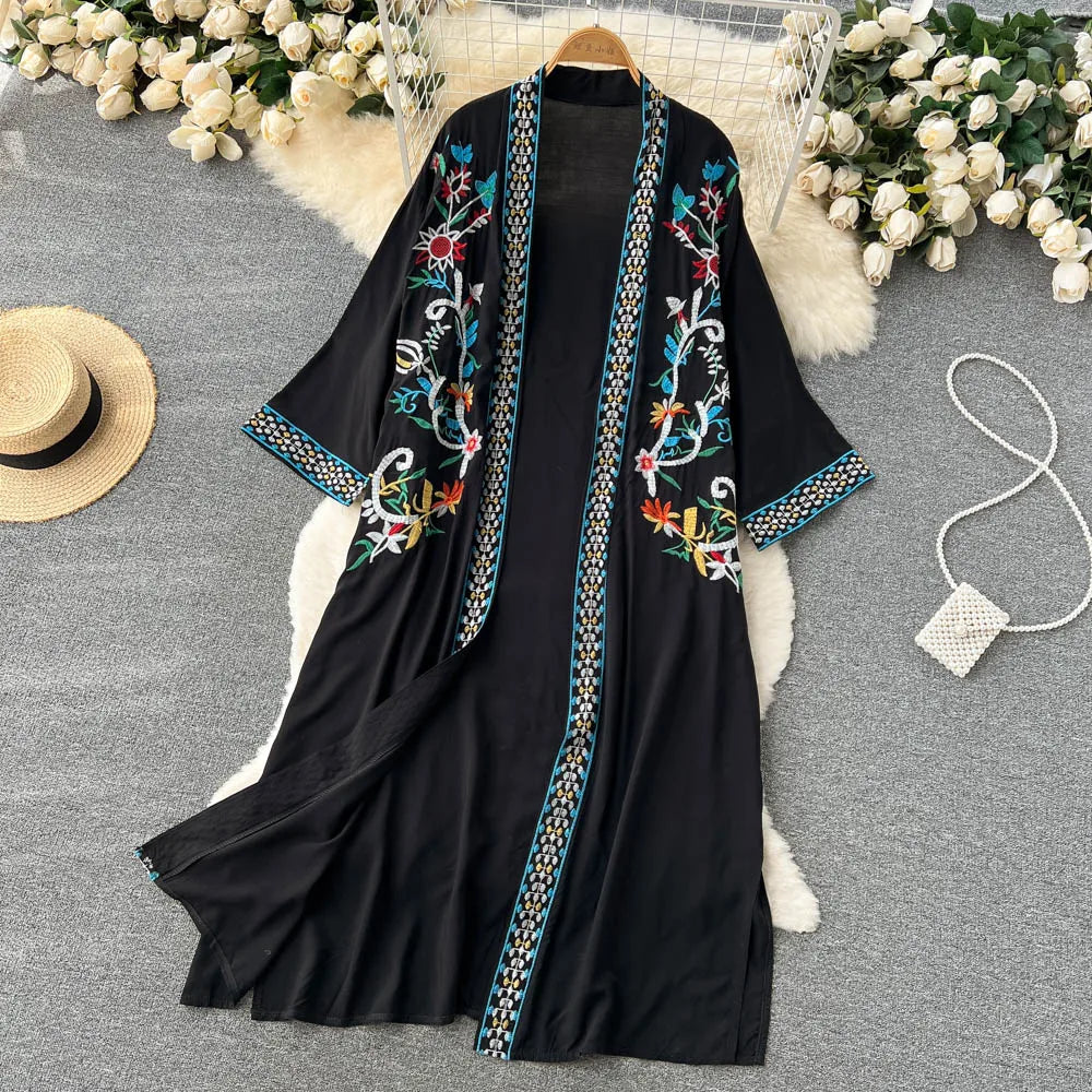 Retro Embroidery Sun Protection Shirt Chiffon Long Streetwear - MERGE.DAY.1.FREESTYLE