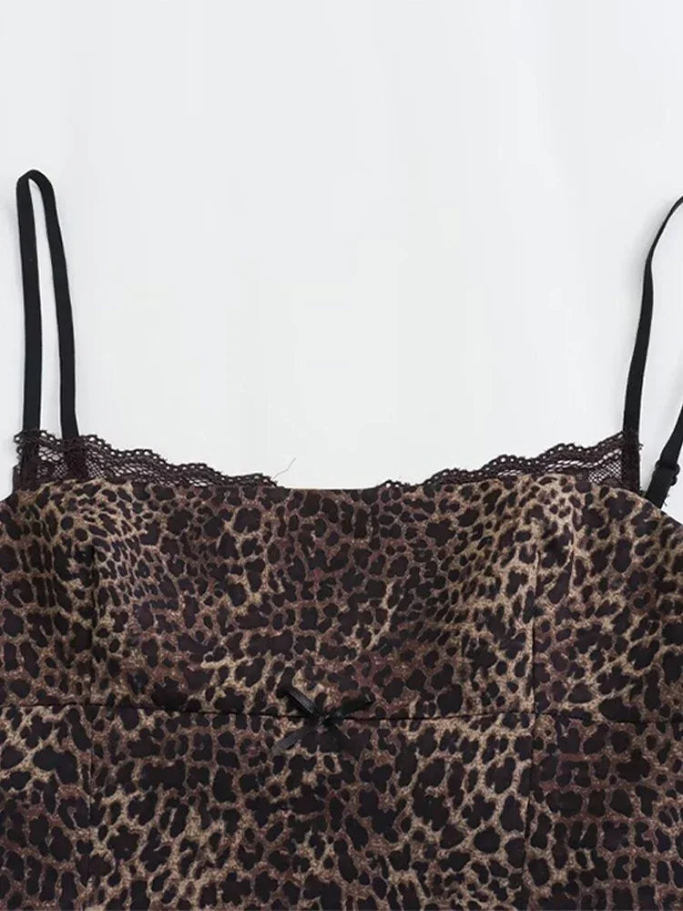 Leopard Print Sling Women Sexy Tube Top Sleeveless Backless Lace Slim Tanks Tops - MERGE.DAY.1.FREESTYLE