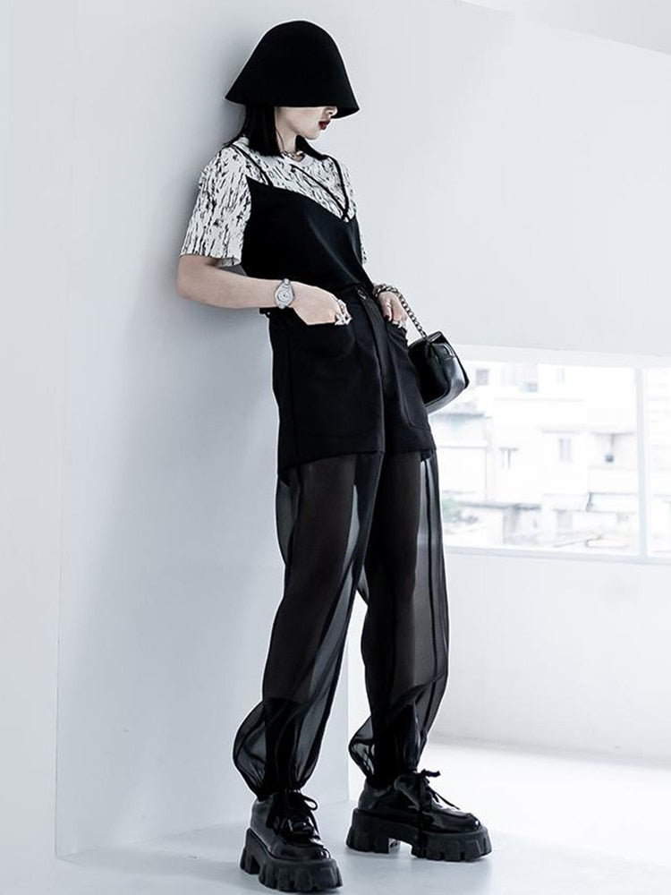 Semi-perspective Cargo Pants Women Summer Niche Large Pockets Stitching Pants - MERGE.DAY.1.FREESTYLE