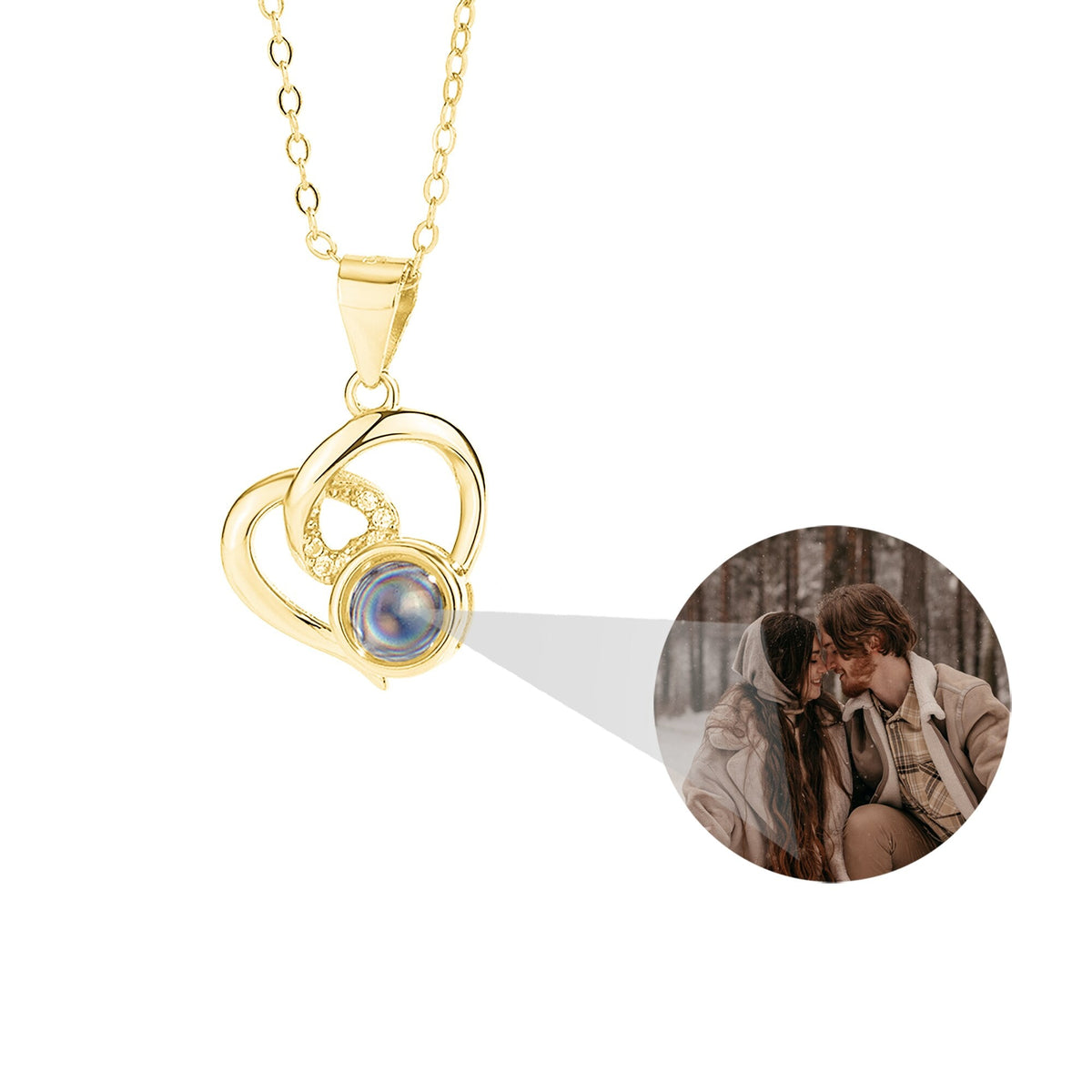Customizable Photo Necklaces Silver Shiny Heart Chain Necklace Birthday Gifts - MERGE.DAY.1.FREESTYLE