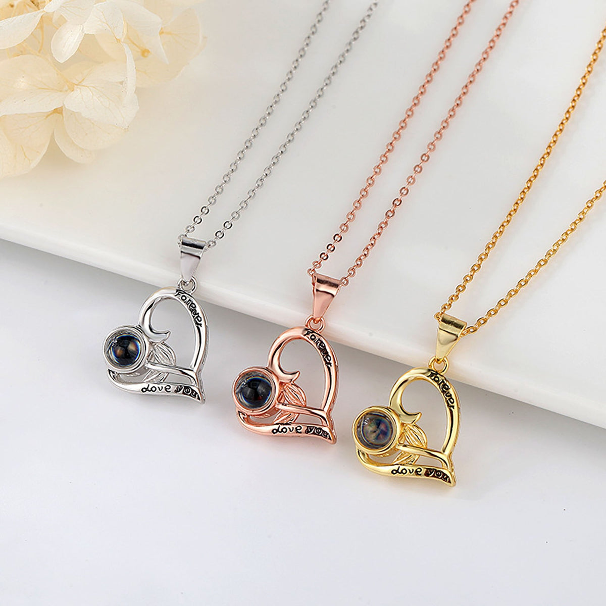 Flowers that can be customized for photos Projection Necklace Pendant Jewelry - MERGE.DAY.1.FREESTYLE