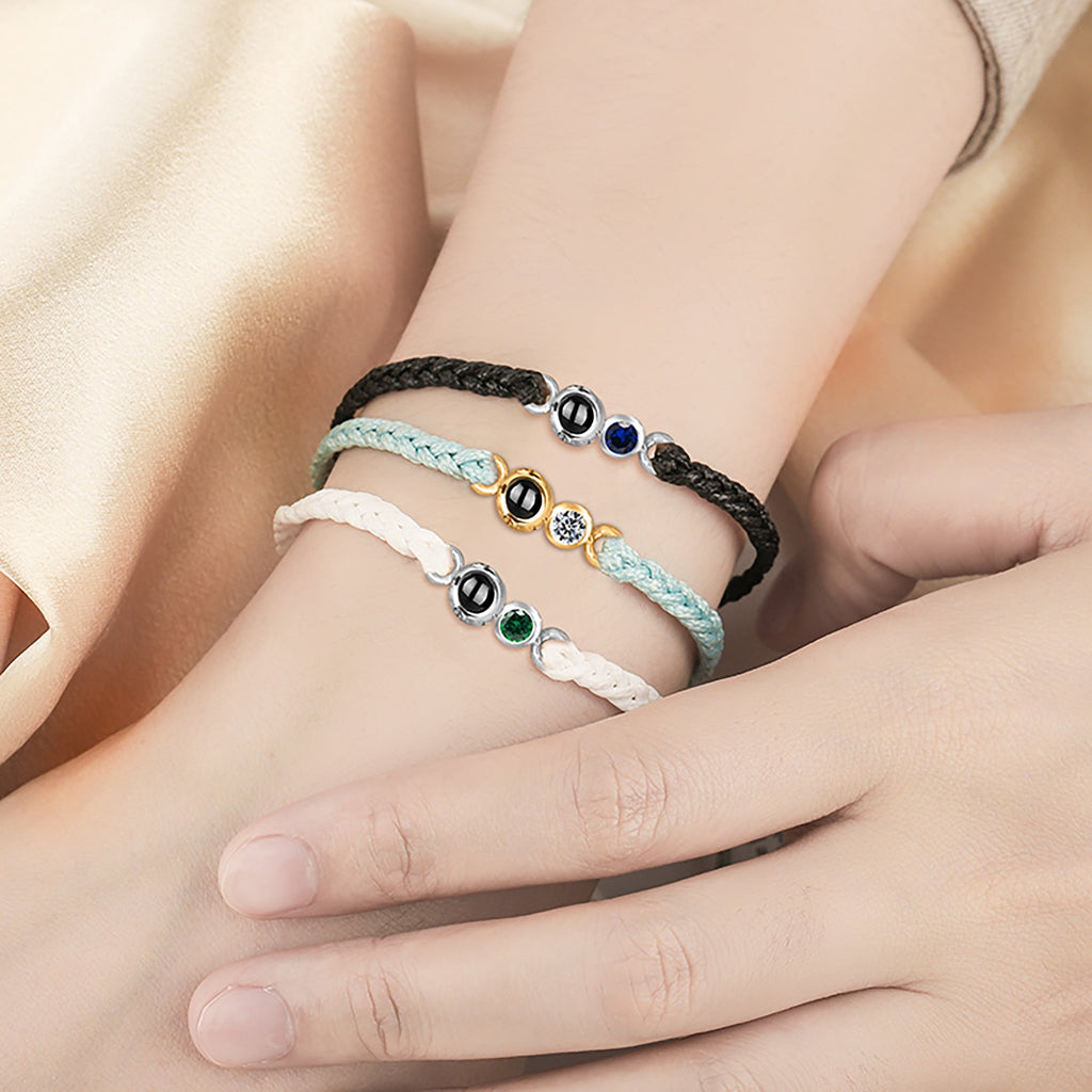 Customized birthstone Personalized Circle Photo Bracelet - MERGE.DAY.1.FREESTYLE