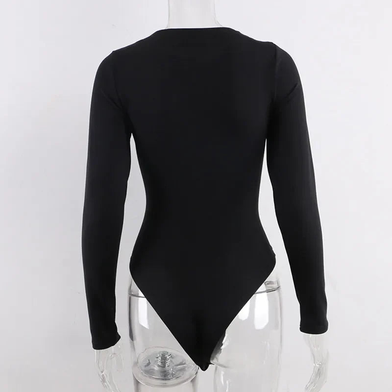 Sexy Y2k Women cotton Bodysuits Long Sleeve Bodysuit O Neck Body Top - MERGE.DAY.1.FREESTYLE
