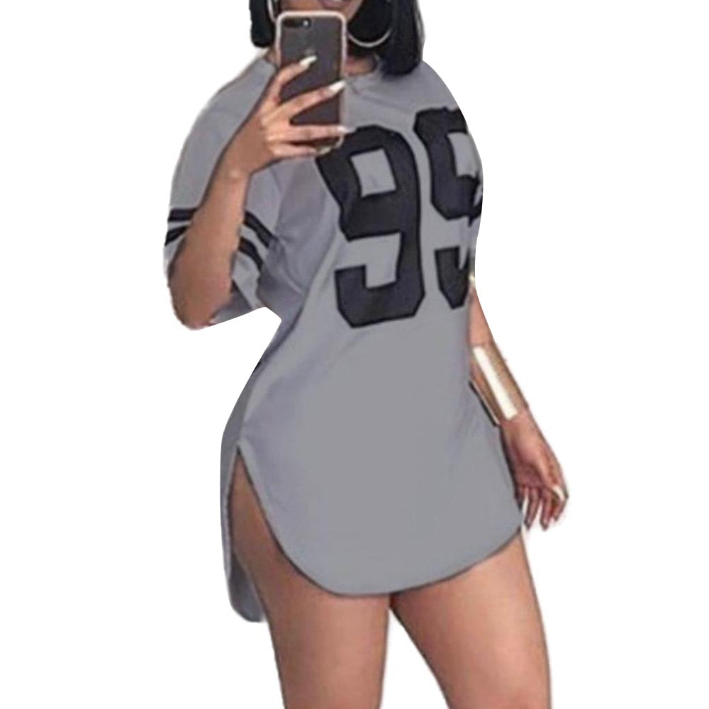 graphic tee Women 95 Letter Print Tops Summer Split Short Sleeve Korean Style Tshirts - MERGE.DAY.1.FREESTYLE