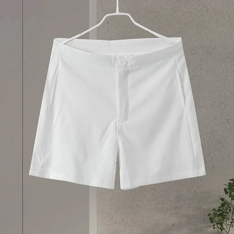 Elegant White Shorts Sets Sleeveless Single Breasted Top High Waist Shorts - MERGE.DAY.1.FREESTYLE