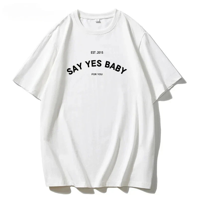 Prosecco mood letter print t-shirt Cotton summer breathable t-shirt - MERGE.DAY.1.FREESTYLE