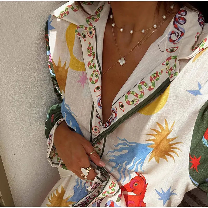 Beach Printed Lapel Shirt Pants Suits - MERGE.DAY.1.FREESTYLE