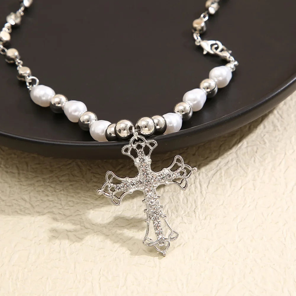 pearl cross necklace Pendant - MERGE.DAY.1.FREESTYLE