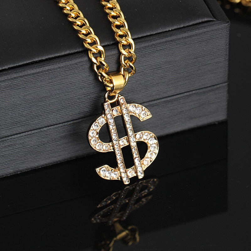 Hip Hop Rap Gold Color US Dollar Pendant Necklace Chain Accessories - MERGE.DAY.1.FREESTYLE