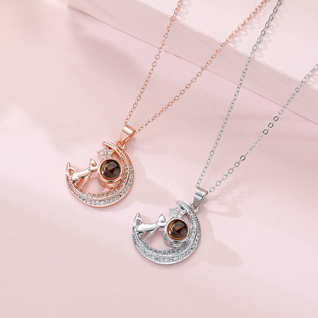 Customizable photo Cute moon necklace Projection Necklace - MERGE.DAY.1.FREESTYLE