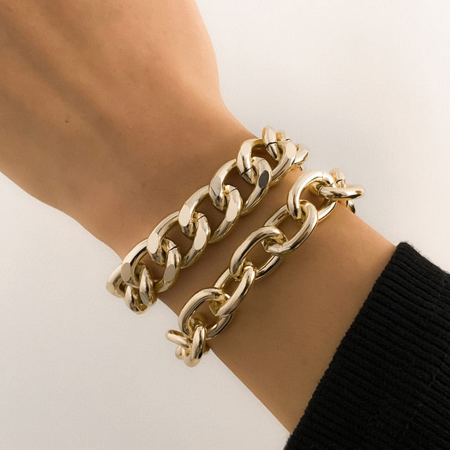 Hip Hop Thick Link Chain Bracelet Women's CCB Material - MERGE.DAY.1.FREESTYLE