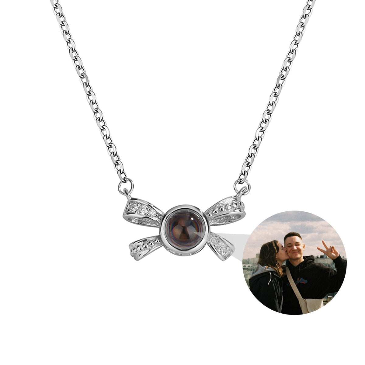 Customized photo bow necklace Projection Necklace Personality Photo Creative Pendant - MERGE.DAY.1.FREESTYLE