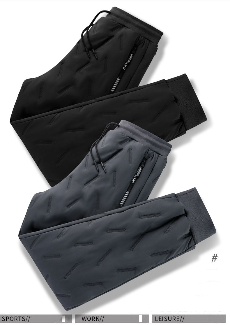 Winter Zip Pockets Thicken Fleece Sweatpants Joggers Water Proof Thermal Trousers - MERGE.DAY.1.FREESTYLE