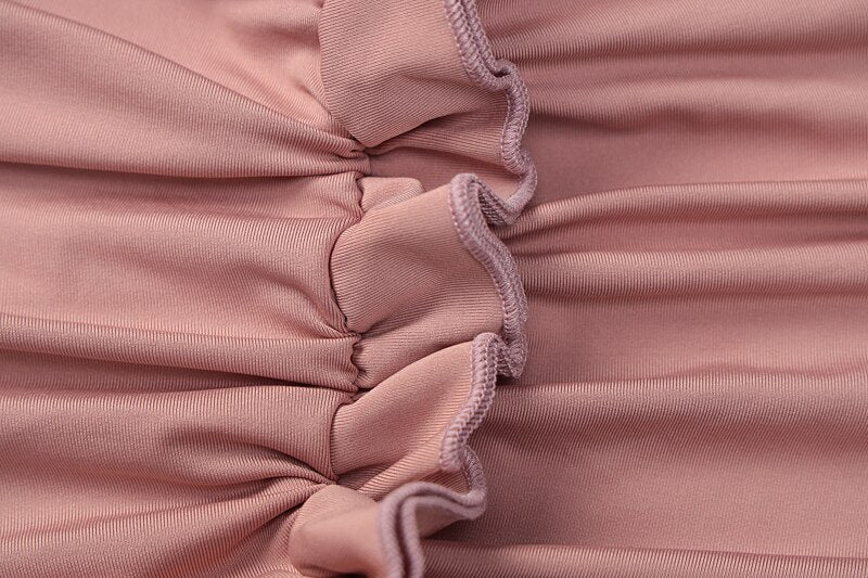 Ruffled Solid Halter Hollow Out Sleeveless Crop Top Pleated Skirts 2 Pieces Set - MERGE.DAY.1.FREESTYLE