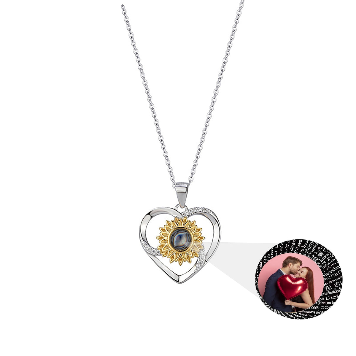 Love sunflower with customized photos Photo Projection Necklace Key Chain Jewelry - MERGE.DAY.1.FREESTYLE