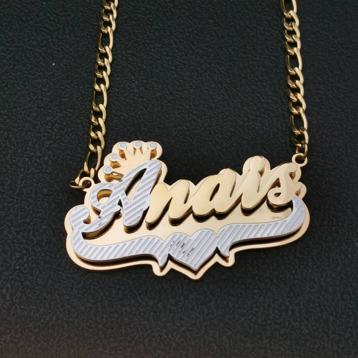 3D Double Plate Custom Nameplate Necklace Gold Plate Pendant Personalized Name Necklace - MERGE.DAY.1.FREESTYLE