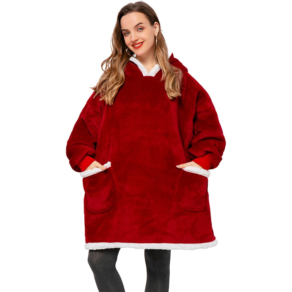 Winter Hoodies Fleece Giant TV Blanket With Sleeves Pullover - MERGE.DAY.1.FREESTYLE
