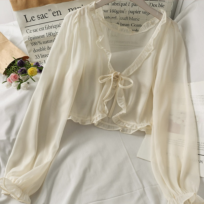 Thin Coat Casual Lace Bow Summer Sun Protection Female Cardigan Shirt Clothing Tops - MERGE.DAY.1.FREESTYLE