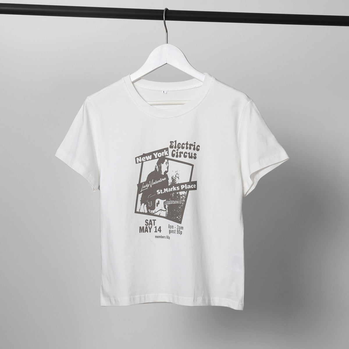 Guitar Crop Top Women Summer Round Neck Short Sleeve Cotton T Shirt Casual Streetwear Tshirt - MERGE.DAY.1.FREESTYLE