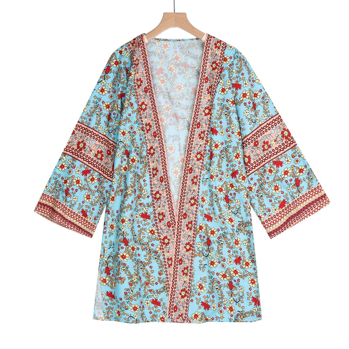Cardigan Women Bohemian Floral Printed Blouse Open Front Loose Beach Tops Vintage Long Sleeve - MERGE.DAY.1.FREESTYLE