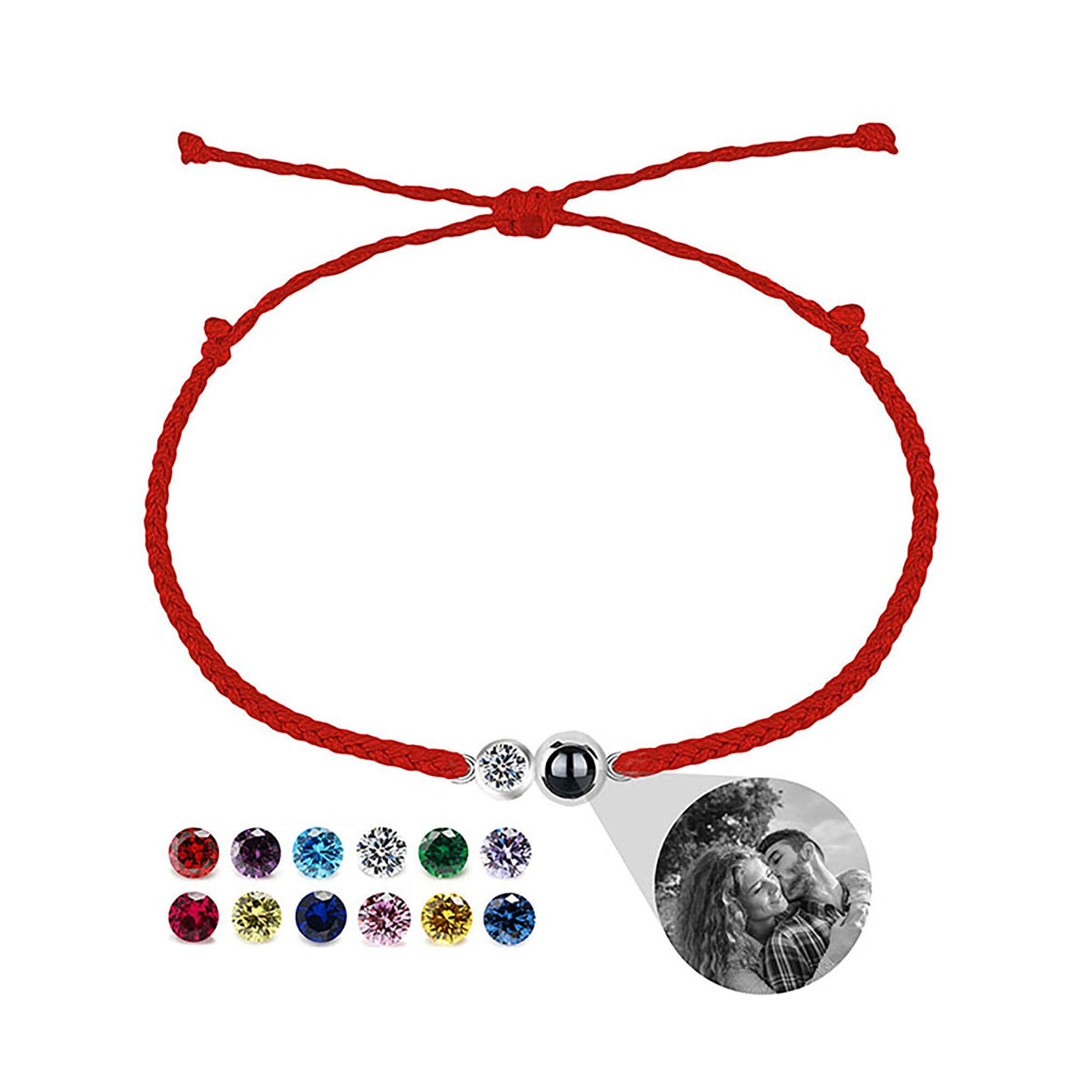 Customized birthstone Personalized Circle Photo Bracelet - MERGE.DAY.1.FREESTYLE