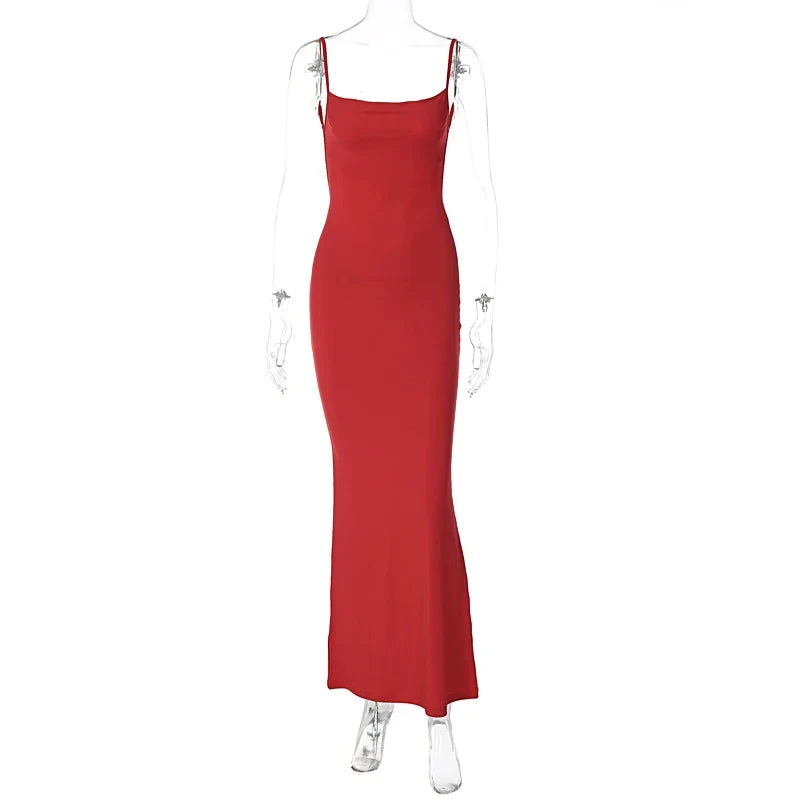Solid Sleeveless Backless Elegant Sexy Bodycon Y2K Maxi Prom Dress - MERGE.DAY.1.FREESTYLE