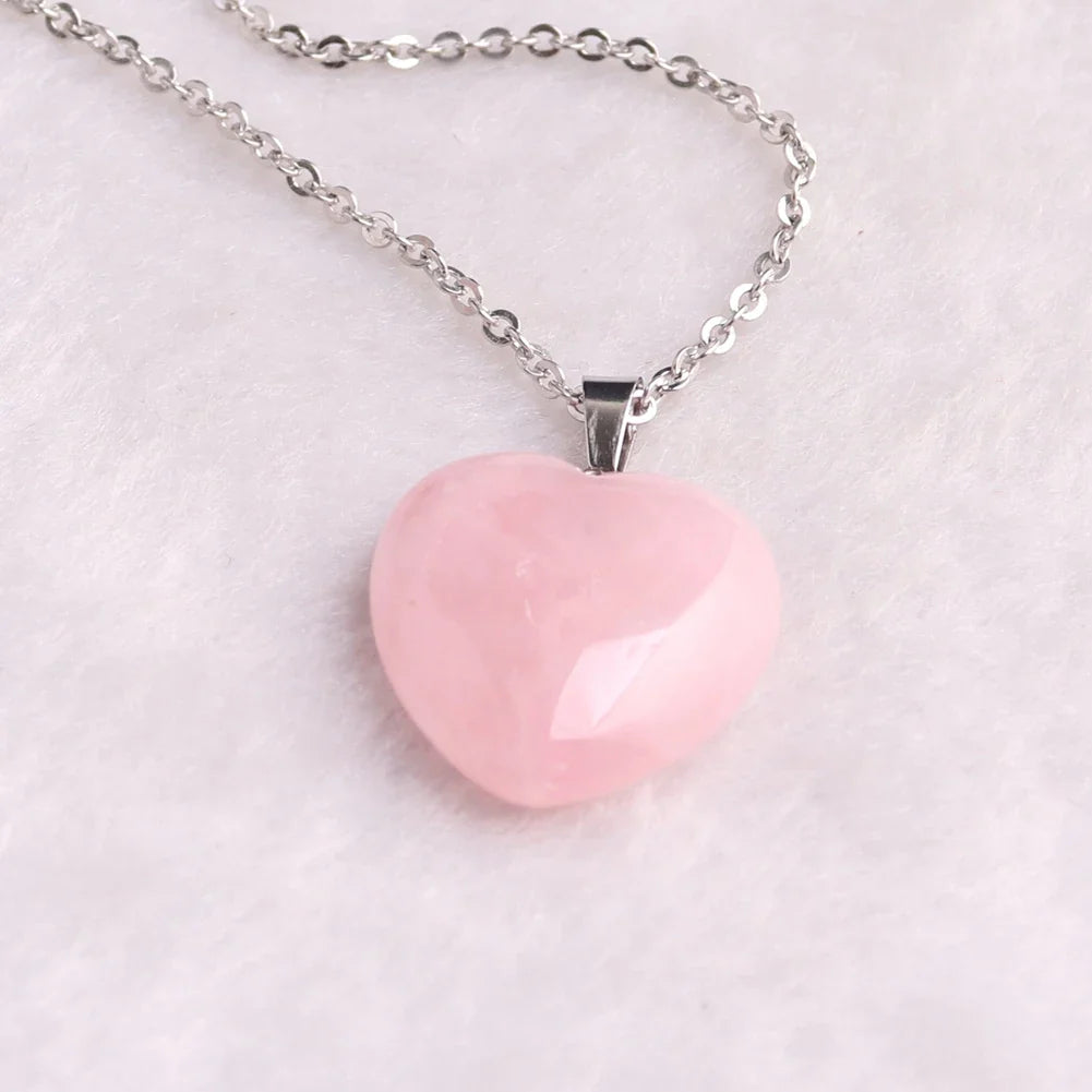 rose quartz pendant Heart Necklace - MERGE.DAY.1.FREESTYLE
