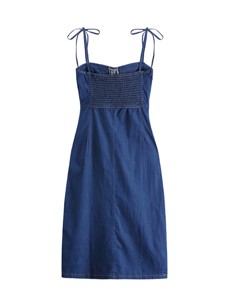 Summer Women Sexy Slip Denim Dress Strapless Lace-up High Waist Dress - MERGE.DAY.1.FREESTYLE