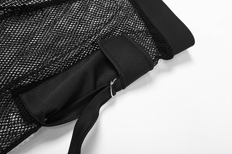 See Through Mesh Crop Top and Trousers Two Piece Set Casual Streetwear 2022 - MERGE.DAY.1.FREESTYLE
